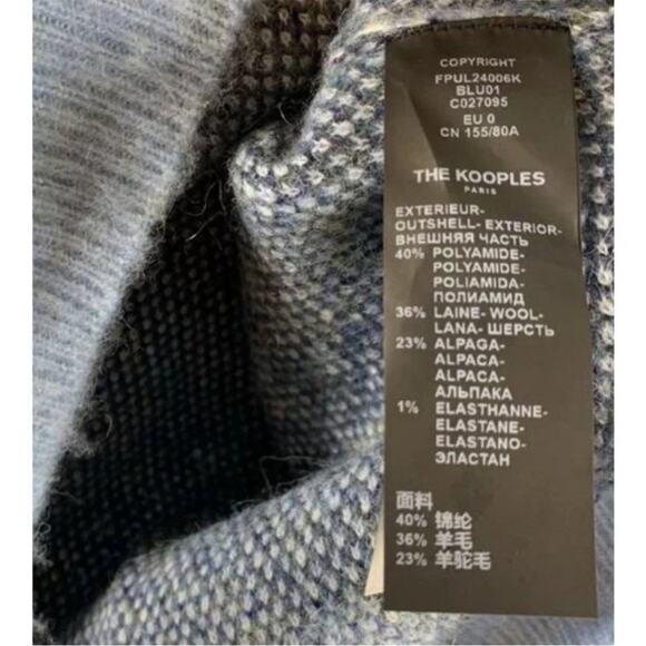The Kooples Blue Colorblock Wool & Alpaca Sweater Women Pullover 0/XS - Picture 8 of 10